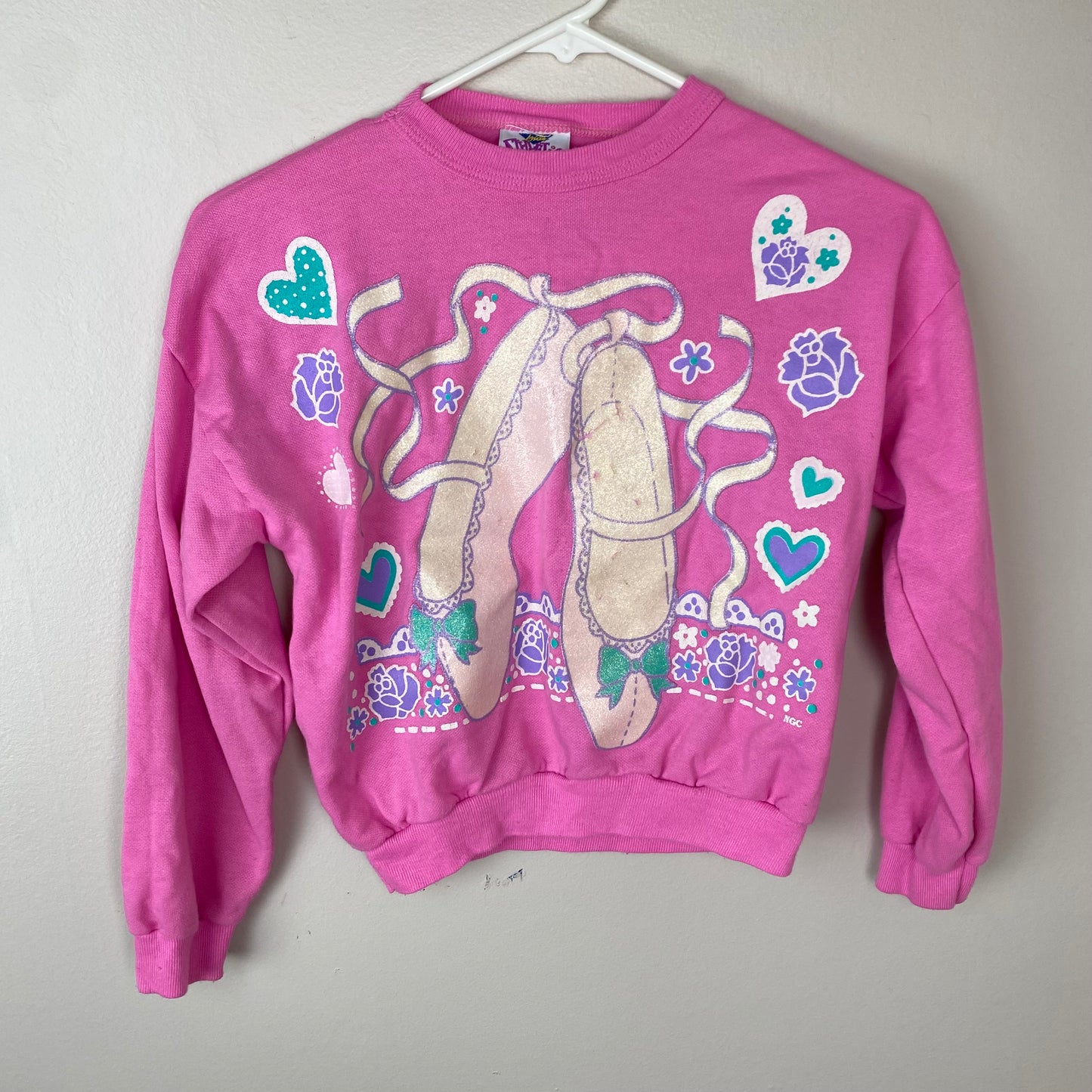 1980s Pink Ballet Sweatshirt, Girls Athletic Works Size 10/Adult XS