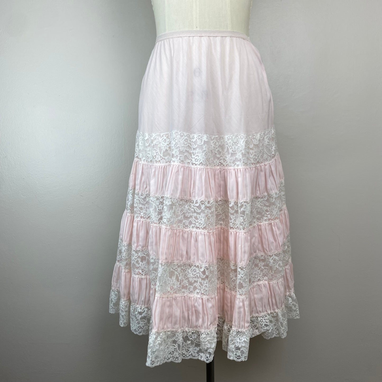 1950s Pink Cotton & Lace Half Slip, Colony Club, Size Small, Midi Length