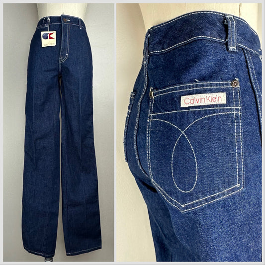 1970s Calvin Klein Blue Jeans, 25"x35", Deadstock with Tags