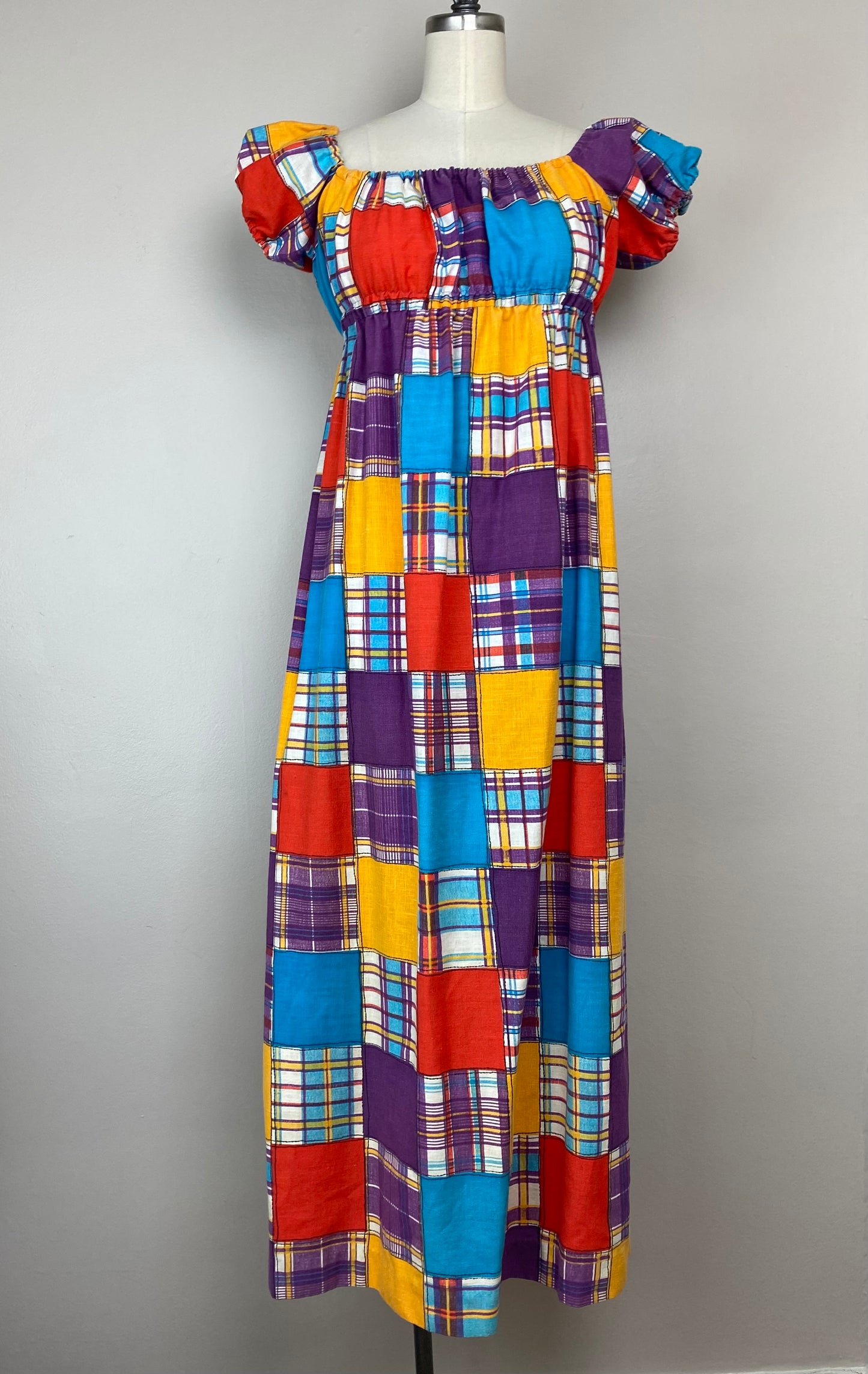 1970s Patchwork Print Dress, Byer Size XS/S