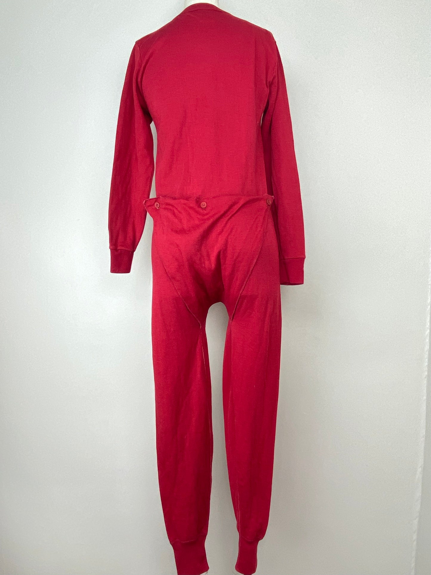 1980s/90s Red Union Suit, Allen A Size S/M, Long Johns, Long Underwear, Pajamas