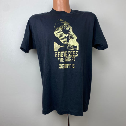 1980s Ramesses the Great Memphis T-Shirt, Screen Stars Size Large, Gold Foil Print