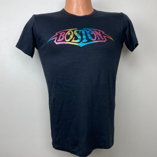 1970s Boston T-Shirt, Rainbow Glitter, Size Small