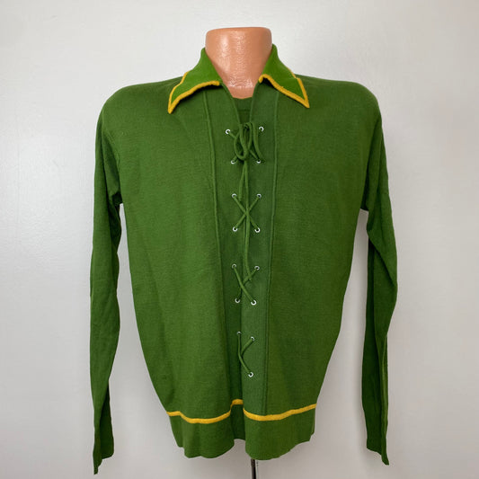 1960s/70s Men’s Lace Up Sweater, Size Medium