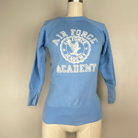 1960s US Air Force Academy Flocked Sweatshirt, Size XS