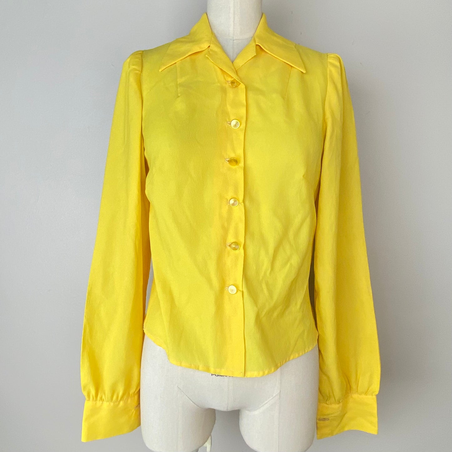 1960s/70s Bright Yellow Blouse, Handmade, Size XS/S