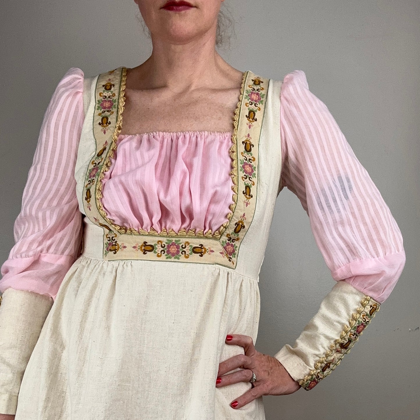 1970s Renaissance Inspired Maxi Dress, Gunne Sax Copy, Rare Size 15/Medium