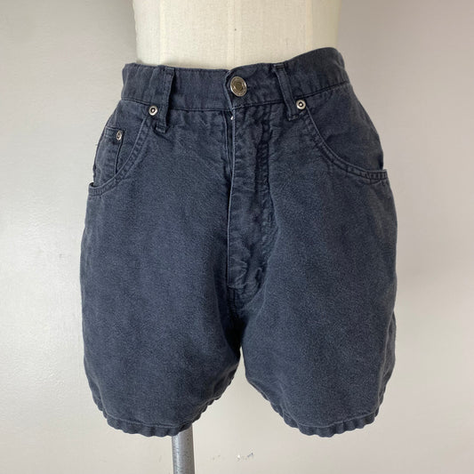 1990s Beverly Hills Clothing Co Black Shorts, Size S/M, 27" Waist, Linen Cotton Blend