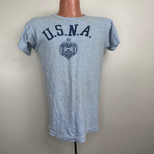 1970s USNA T-Shirt, Champion Blue Bar, Size Medium