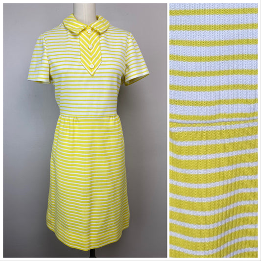 1970s Yellow Striped Dress, Size Medium