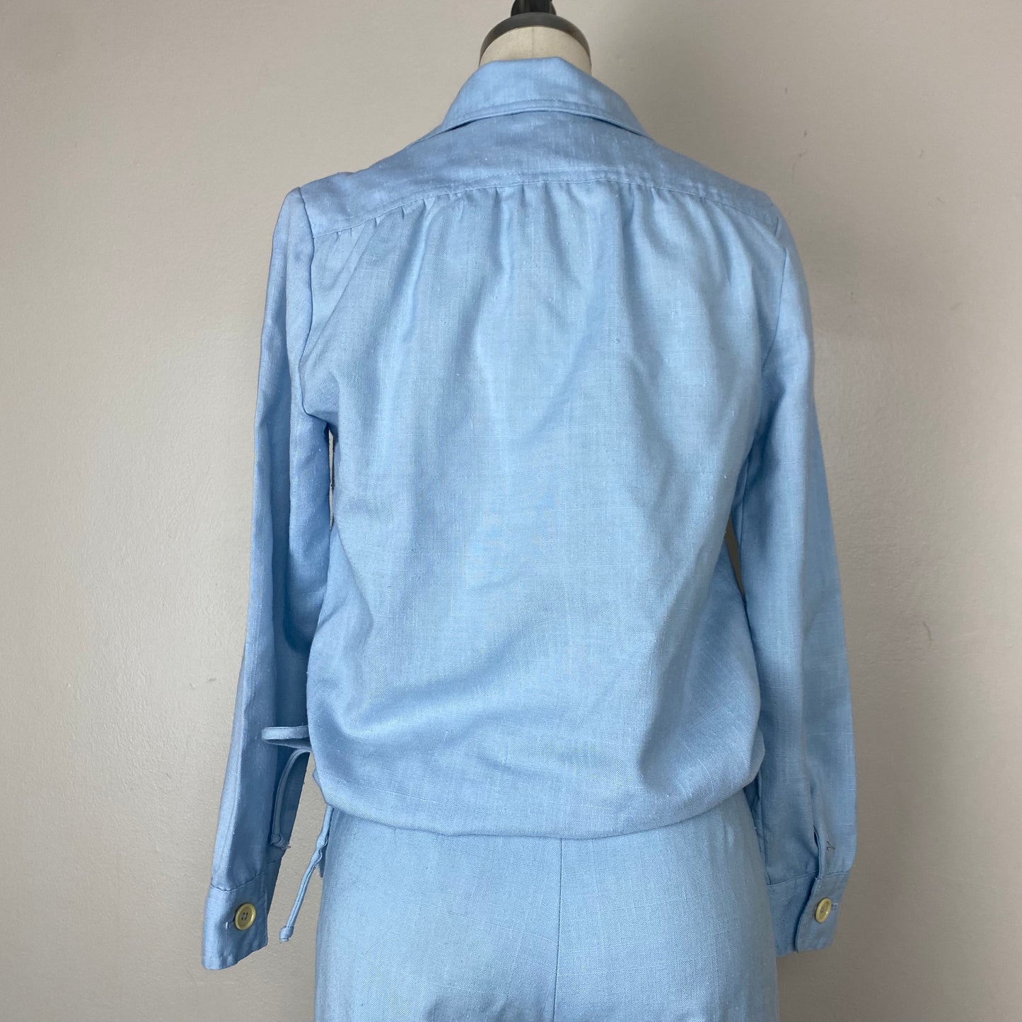 1970s JH Collectibles Shirt and Pants Set, Size XS, Pastel Blue, Nautical