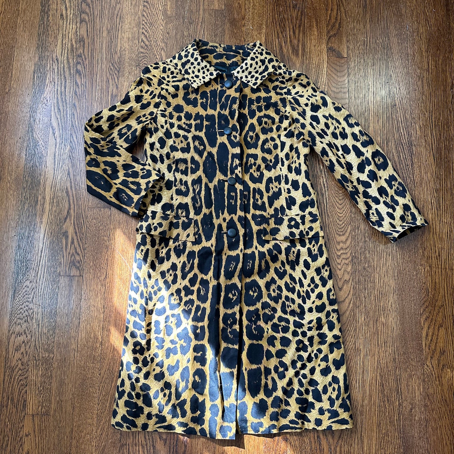 1960s Leopard Print Coat by Lawrence of London, Size Small, Neiman Marcus