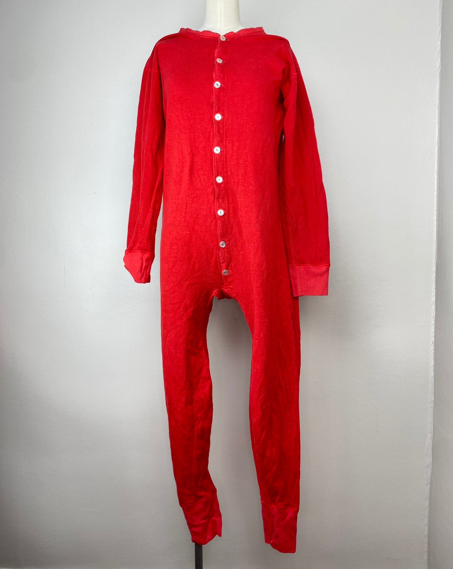 1970s Red Union Suit, Duofold Size Medium, Long Johns, Long Underwear