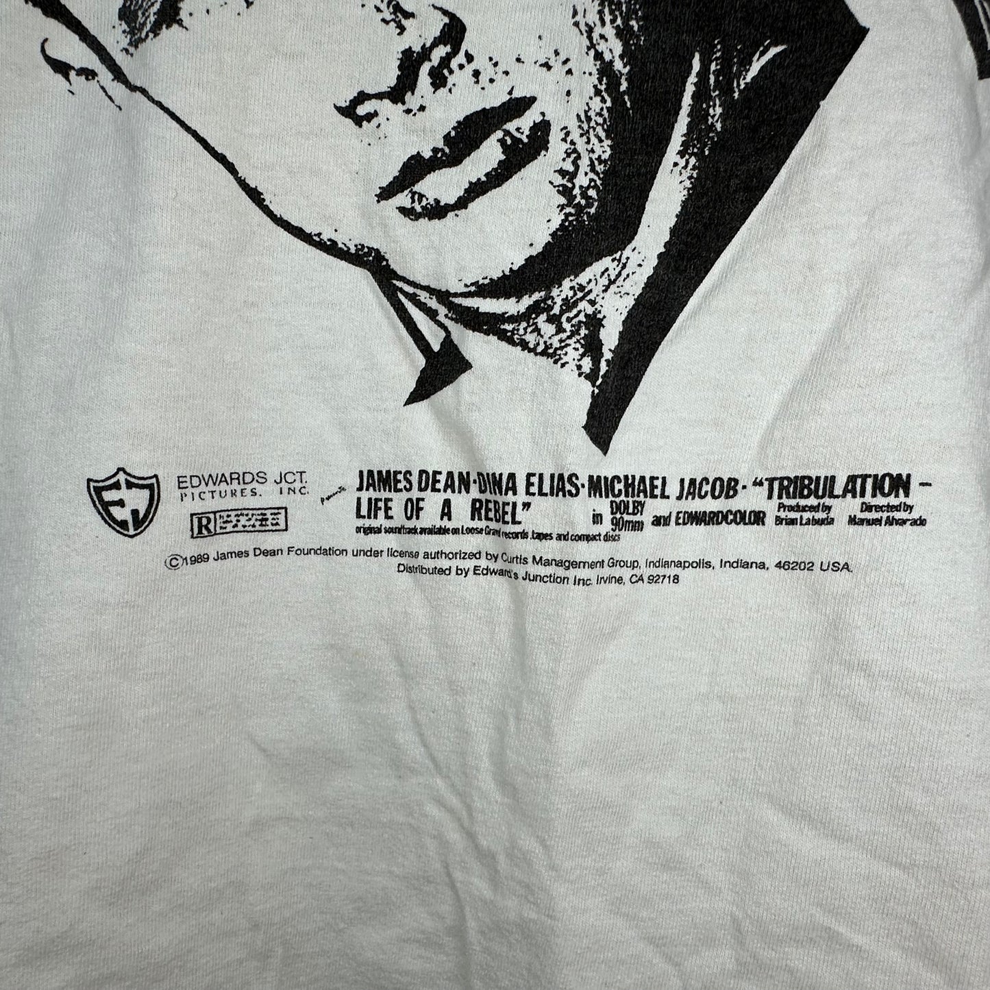 1980s James Dean T-Shirt, Size Large, Tribulation Life of a Rebel Documentary 1989