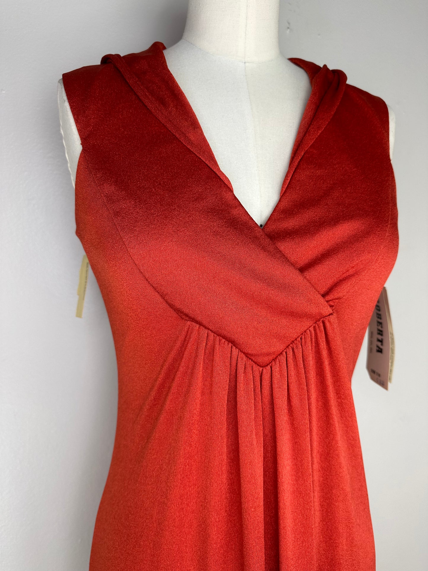 1970s Rust Hooded Maxi Dress, Size XS/S