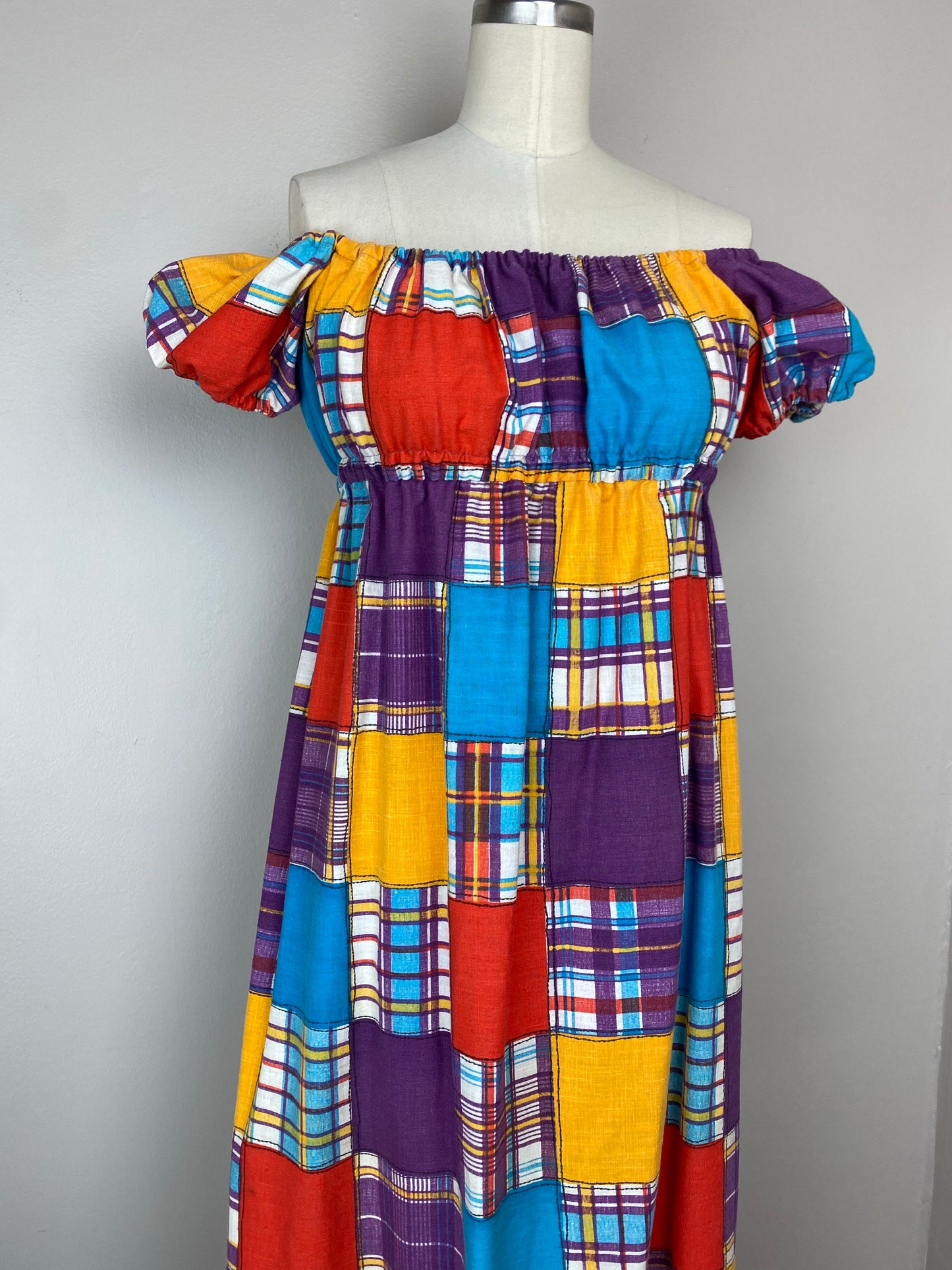 1970s Patchwork Print Dress, Byer Size XS/S