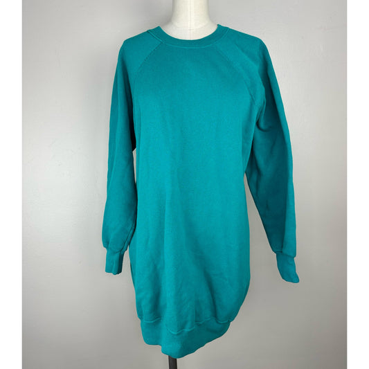 1980s Teal Blank Sweatshirt Tunic, Pannill Size Large