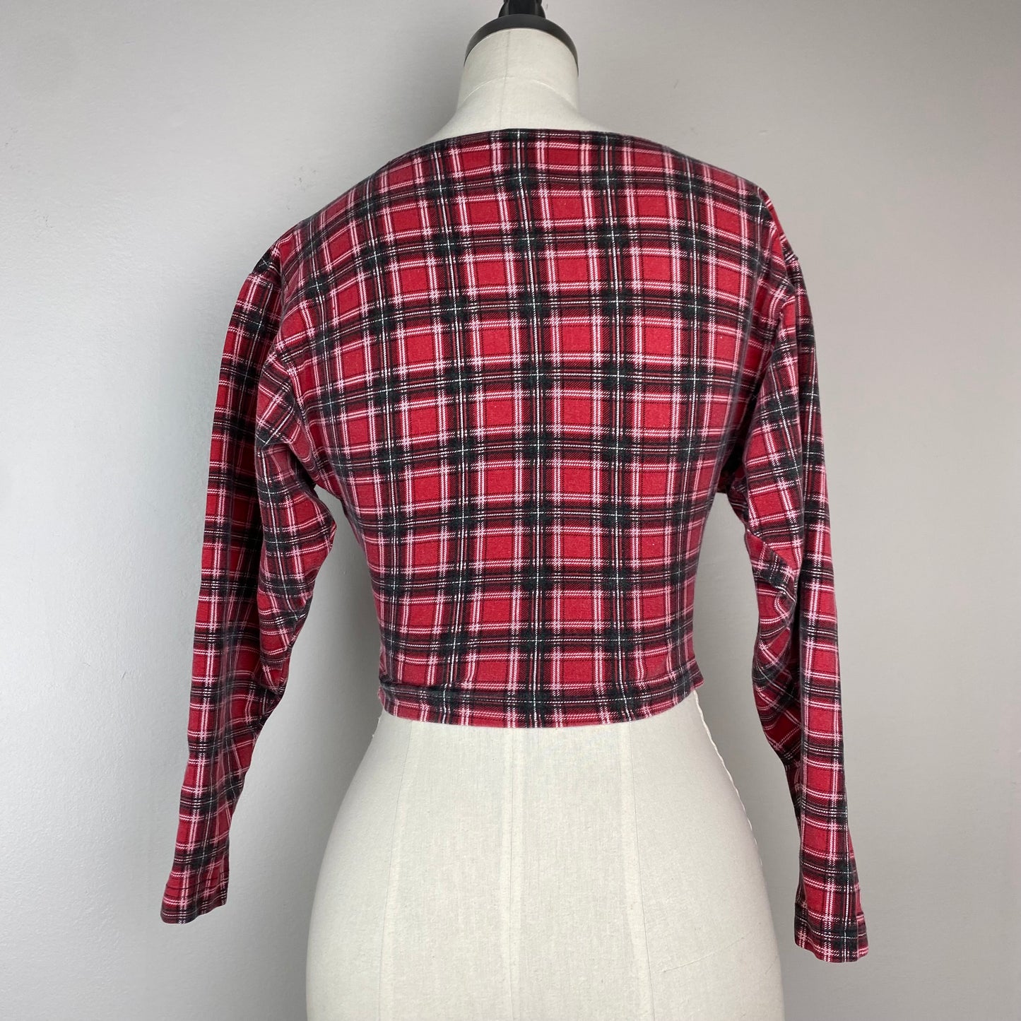 1990s Plaid Crop Top Tee, Rave Size XS/S