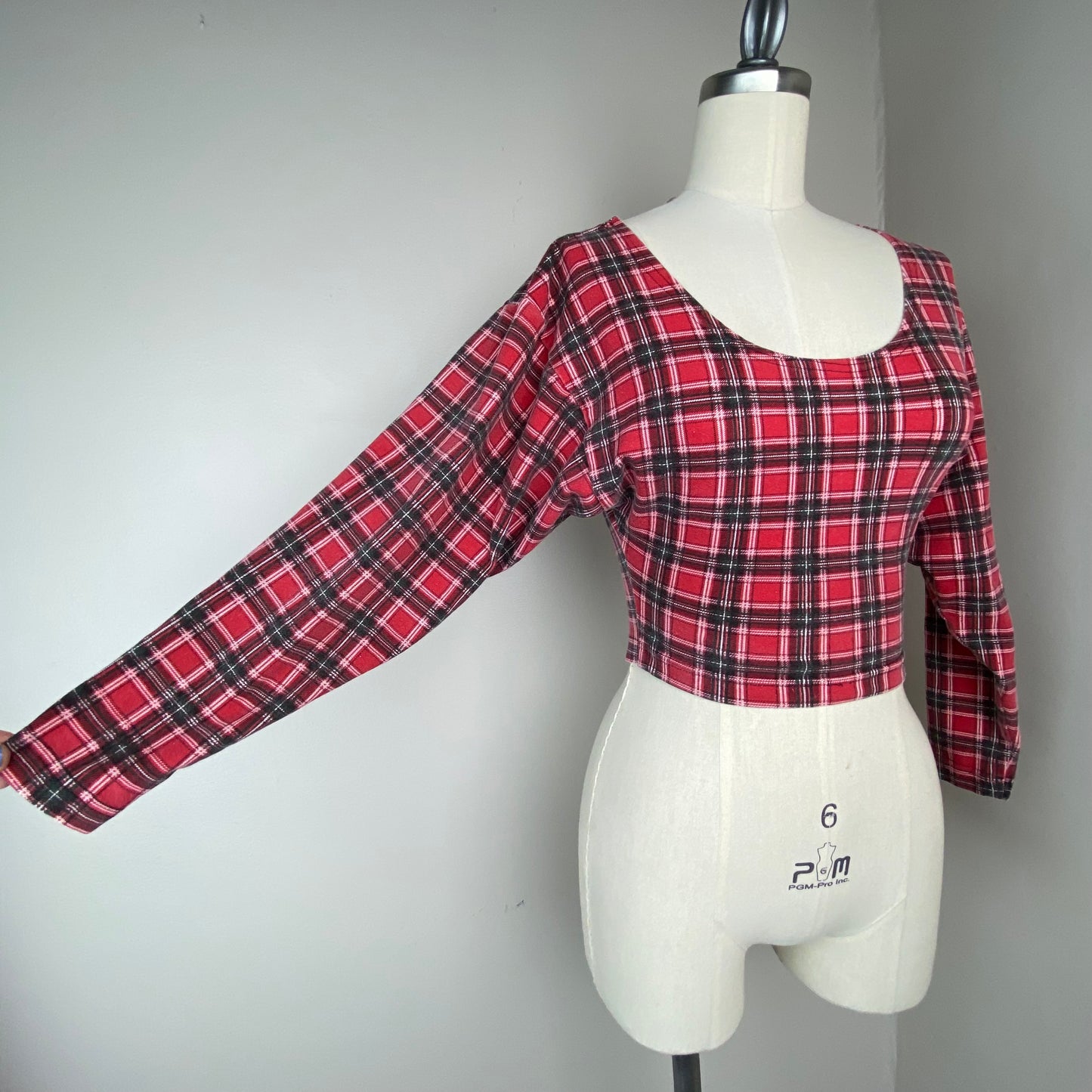 1990s Plaid Crop Top Tee, Rave Size XS/S