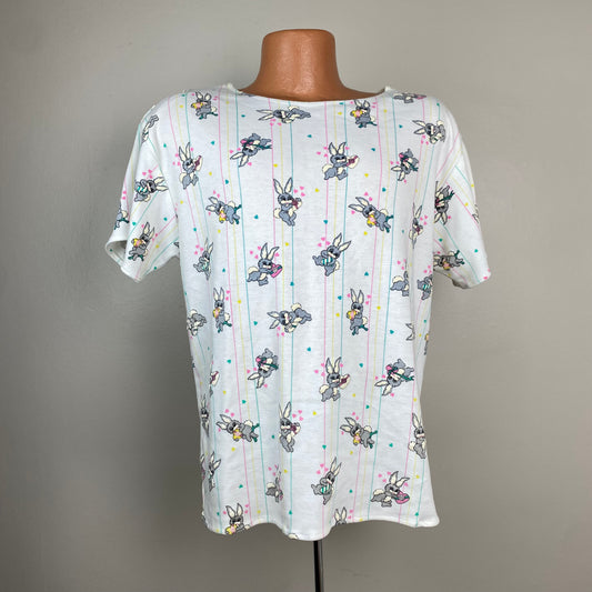 1980s Cute Bunnies Knit Top, Ms Tops California Size M/L, All Over Print T-Shirt