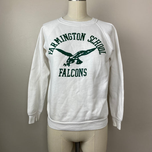1970s Farmington School Falcons Sweatshirt, Underarm Gussets, Size Small