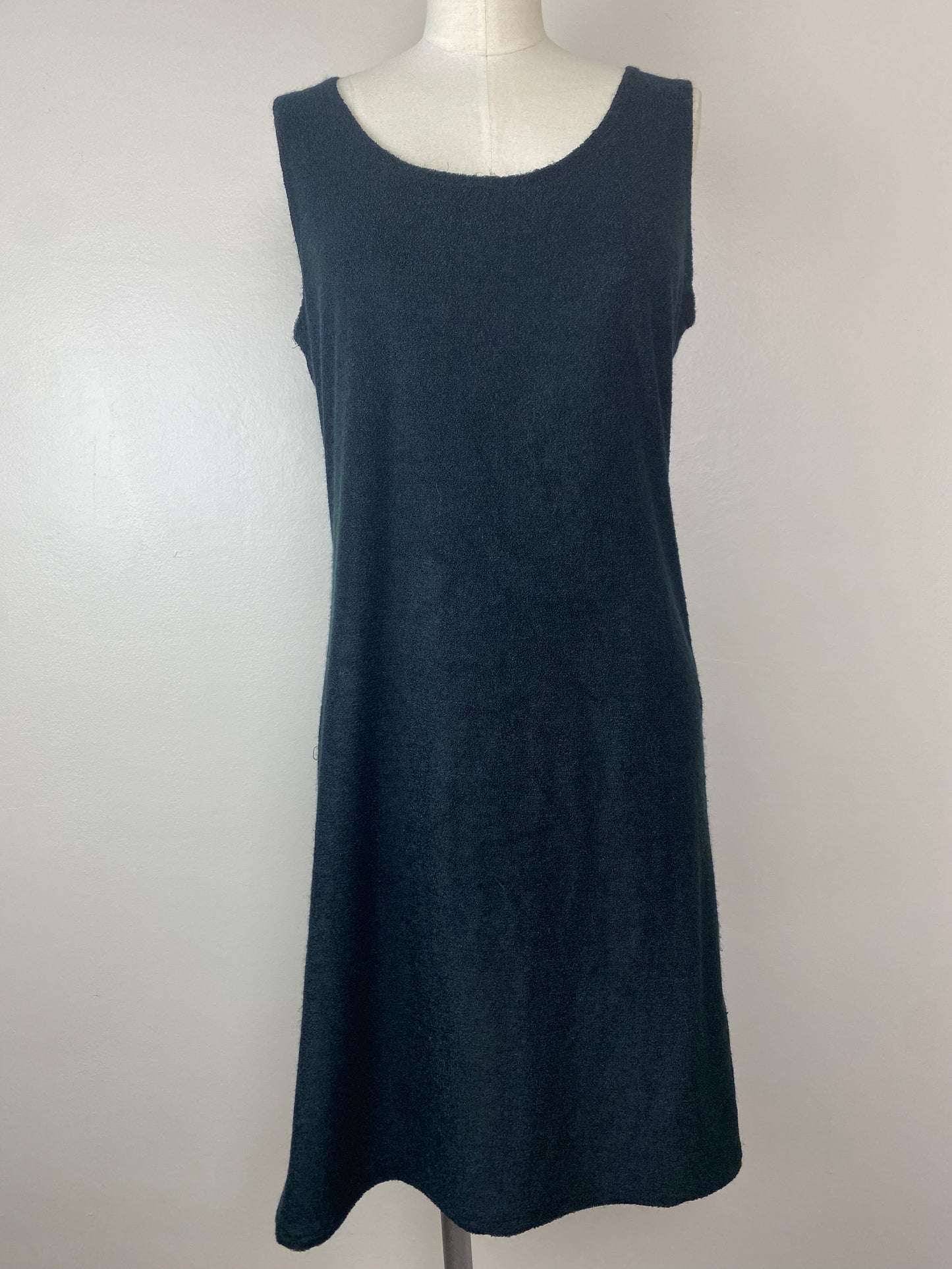 1970s Black Terry Cloth Dress, Catalina Size Small, Bathing Suit Swim Cover Up