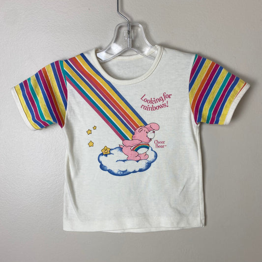 1980s Care Bears T-Shirt, Cheer Bear, Rainbow Stripes, Kids size 4/5