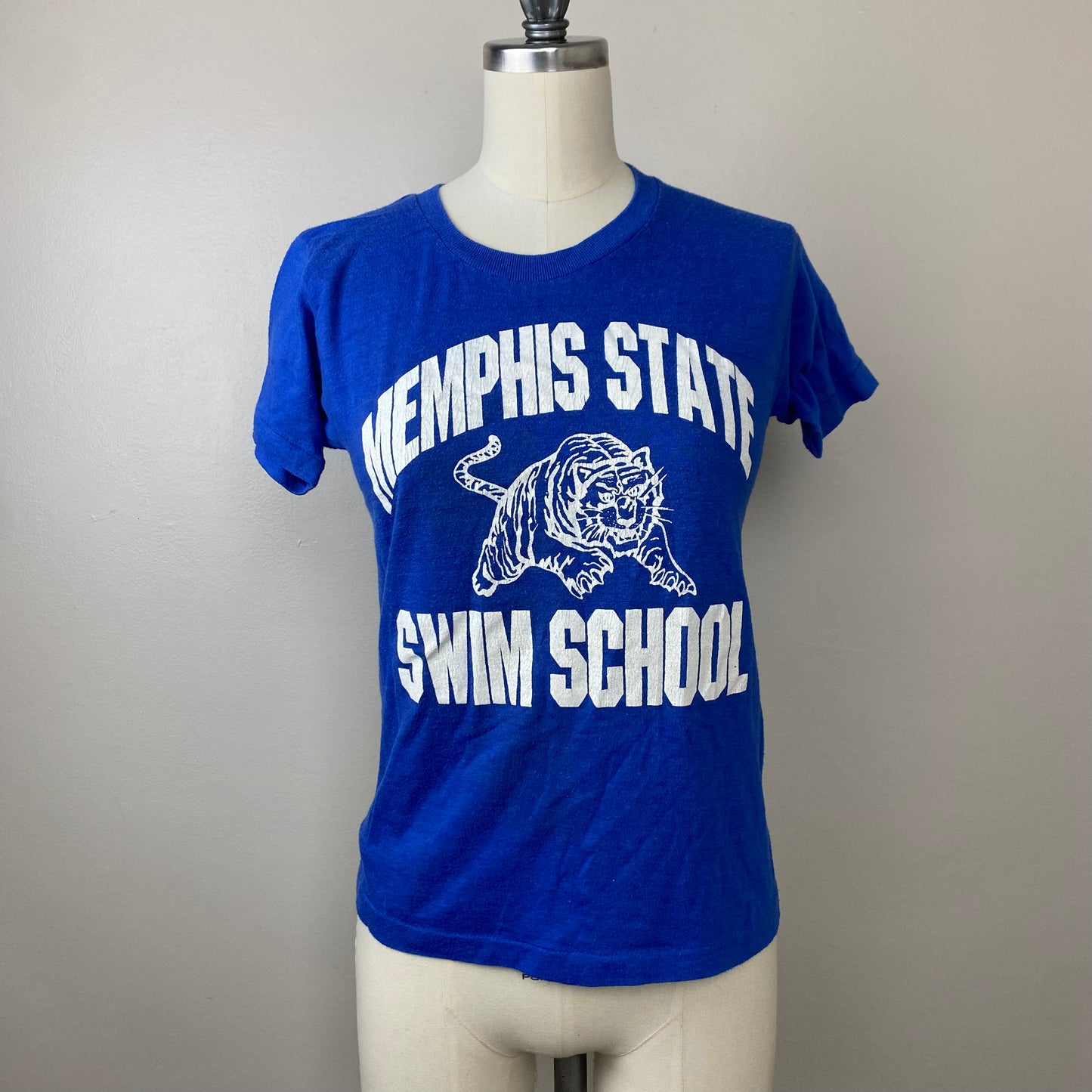 1970s/80s Memphis State Swim School T-Shirt, Healthknit Size Youth Large/Adult XS , Tigers