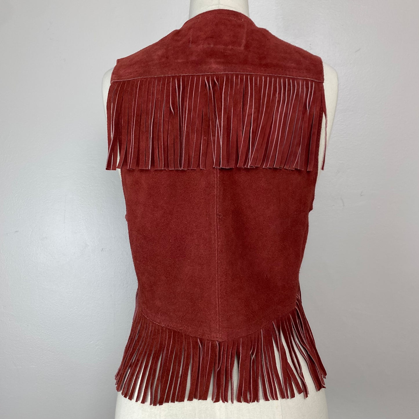 1970s Leather Fringe Vest, Danlee, Size S/M