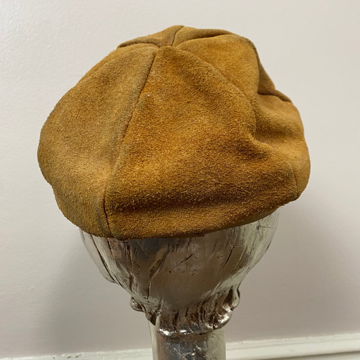 1970s Leather Hat, Size 7 1/8, Medium, Hippie, Biker, Pageboy