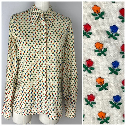 1970s Floral Flannel Shirt, Denise Are Here! Size Small