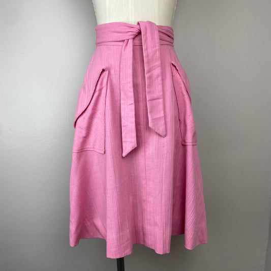 1950s Pink Wrap Midi Skirt, Size XS/S
