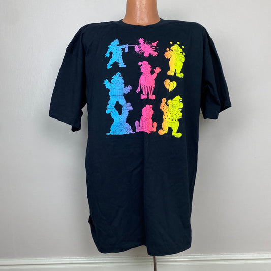 1990s Neon Clowns T-Shirt, Size 2XL