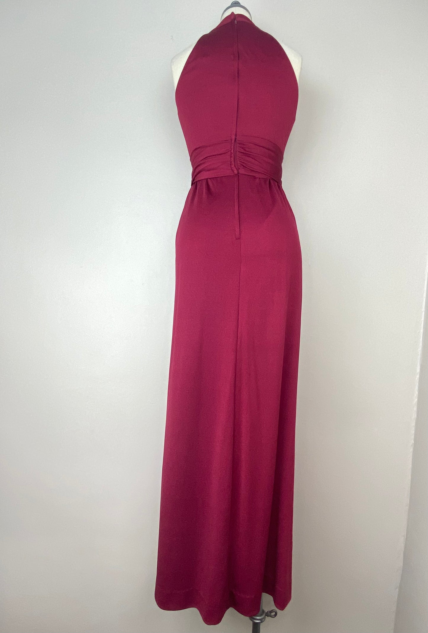 1970s Burgundy Maxi Dress, J. Winn-Powell, Size XS