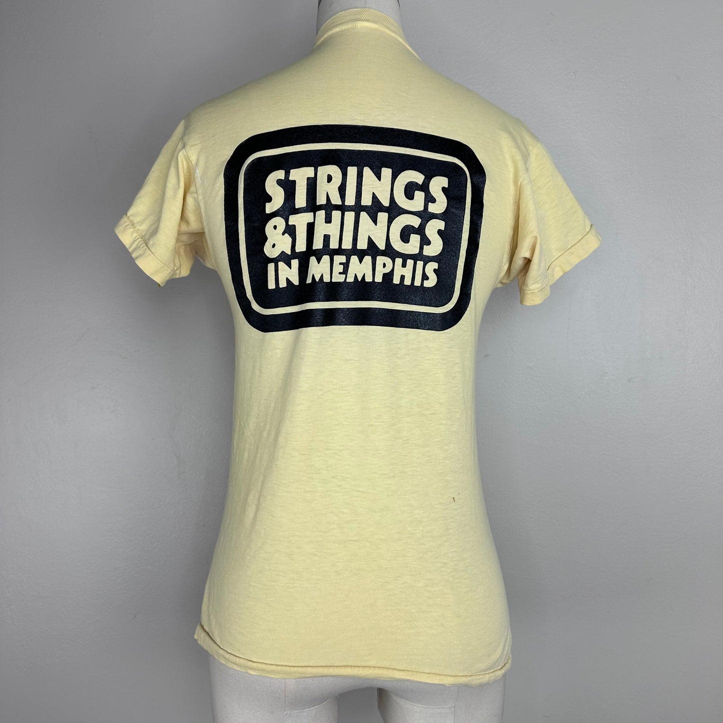 1970s Strings and Things Memphis Drum Stand T-Shirt, Size XS