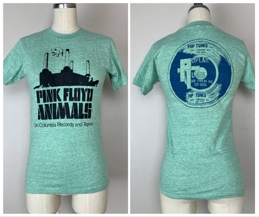 1977 Pink Floyd Animals Promotional T-Shirt, Size XS/S, Columbia Records, Poplar Tunes Record Store Memphis