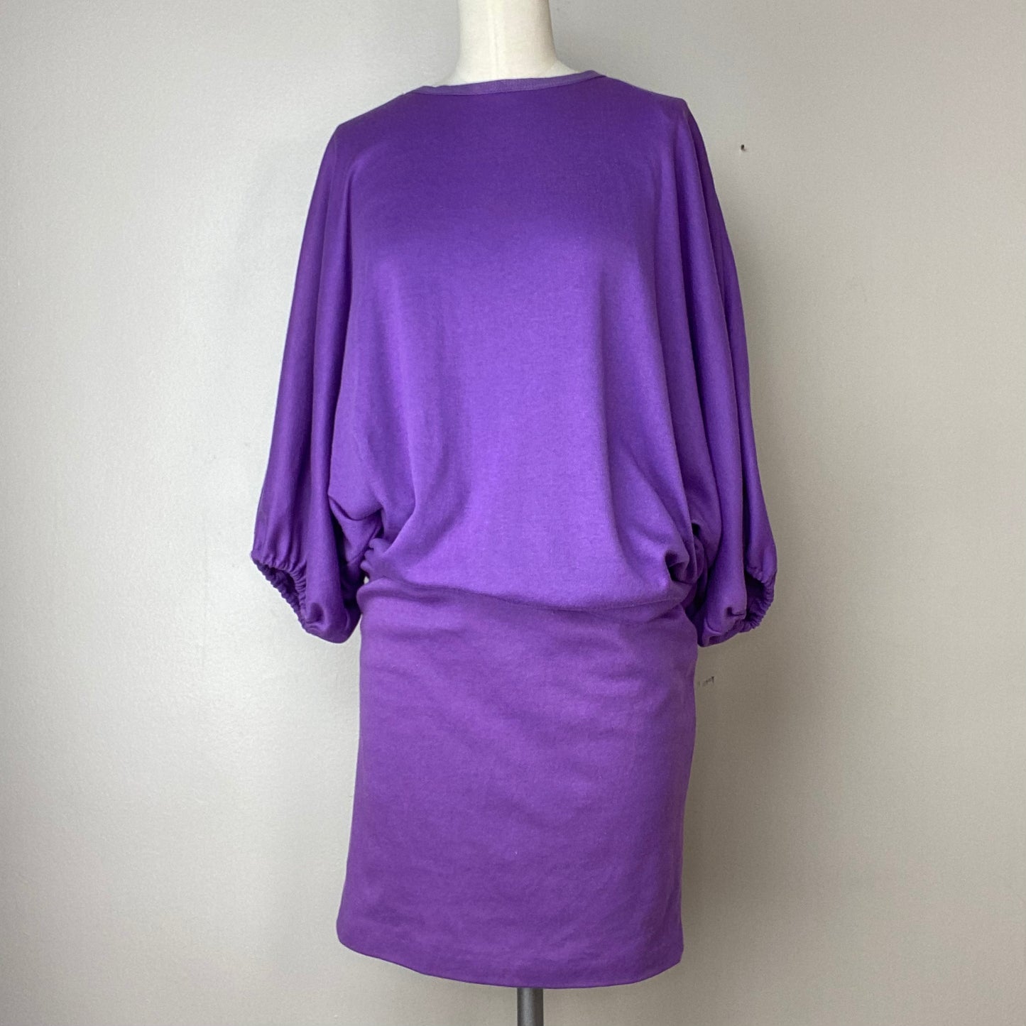 1980s Purple Batwing Sleeve T-Shirt Dress, Frederick’s of Hollywood, Size XS-Med