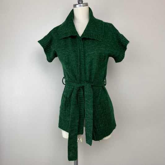 1970s Belted Green Cardigan Sweater, Vardon, Size Medium