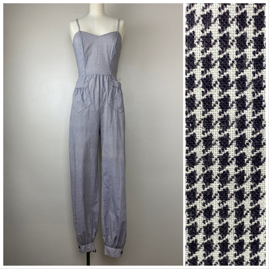 1980s Houndstooth Jumpsuit, Mara J Jrs, Size XS