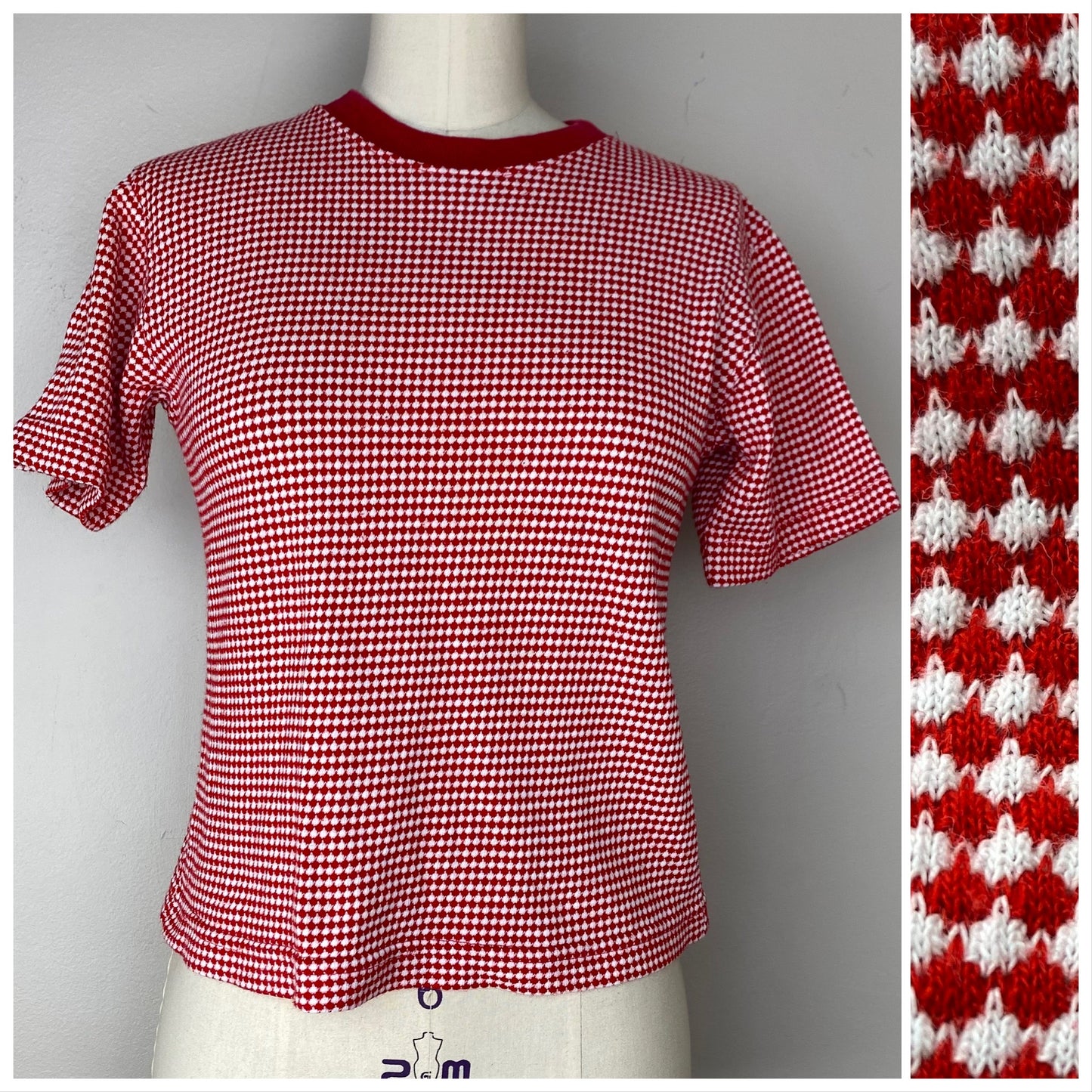 1990s Red and White T-Shirt, Basic Elements Size Small