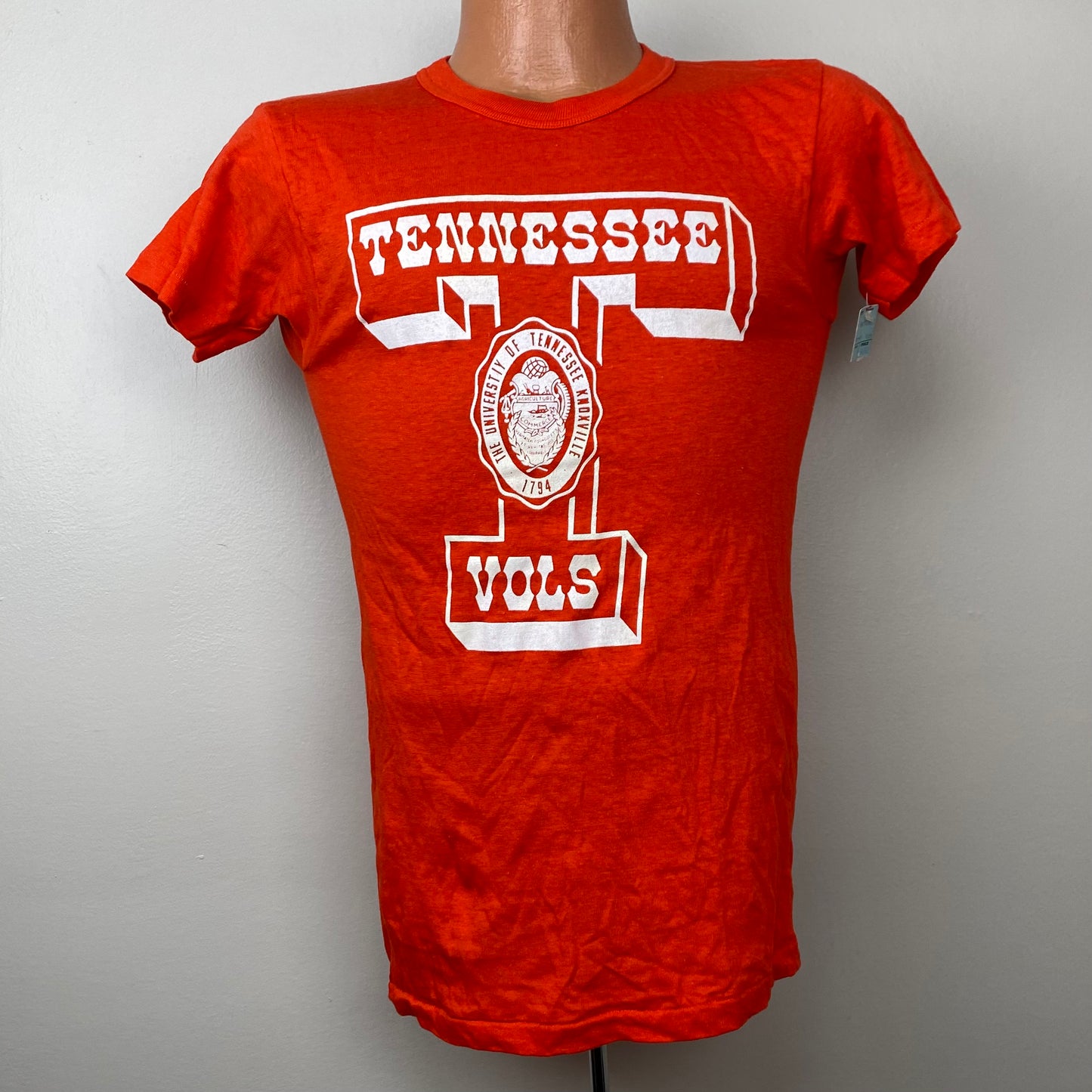 1970s University of Tennessee Vols T-Shirt, Size XS, NOS with Tag