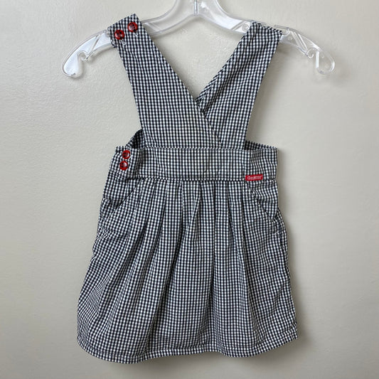 1990s Oshkosh Pinafore Jumper, Kids Size 4, Black and White Gingham, Ladybug Buttons