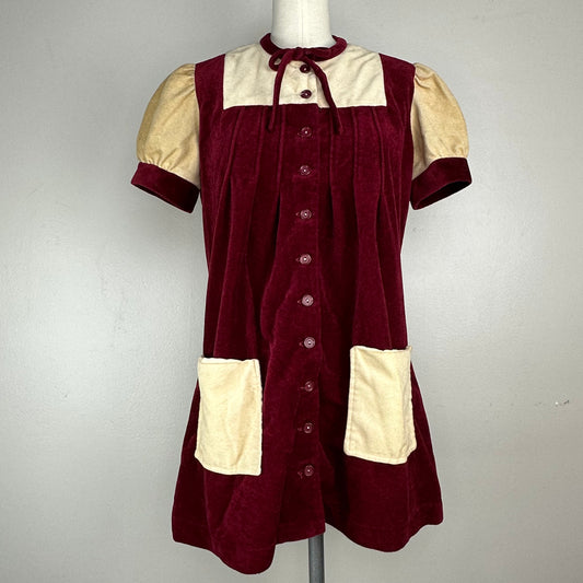 1970s Velour Mini Dress, Size Small