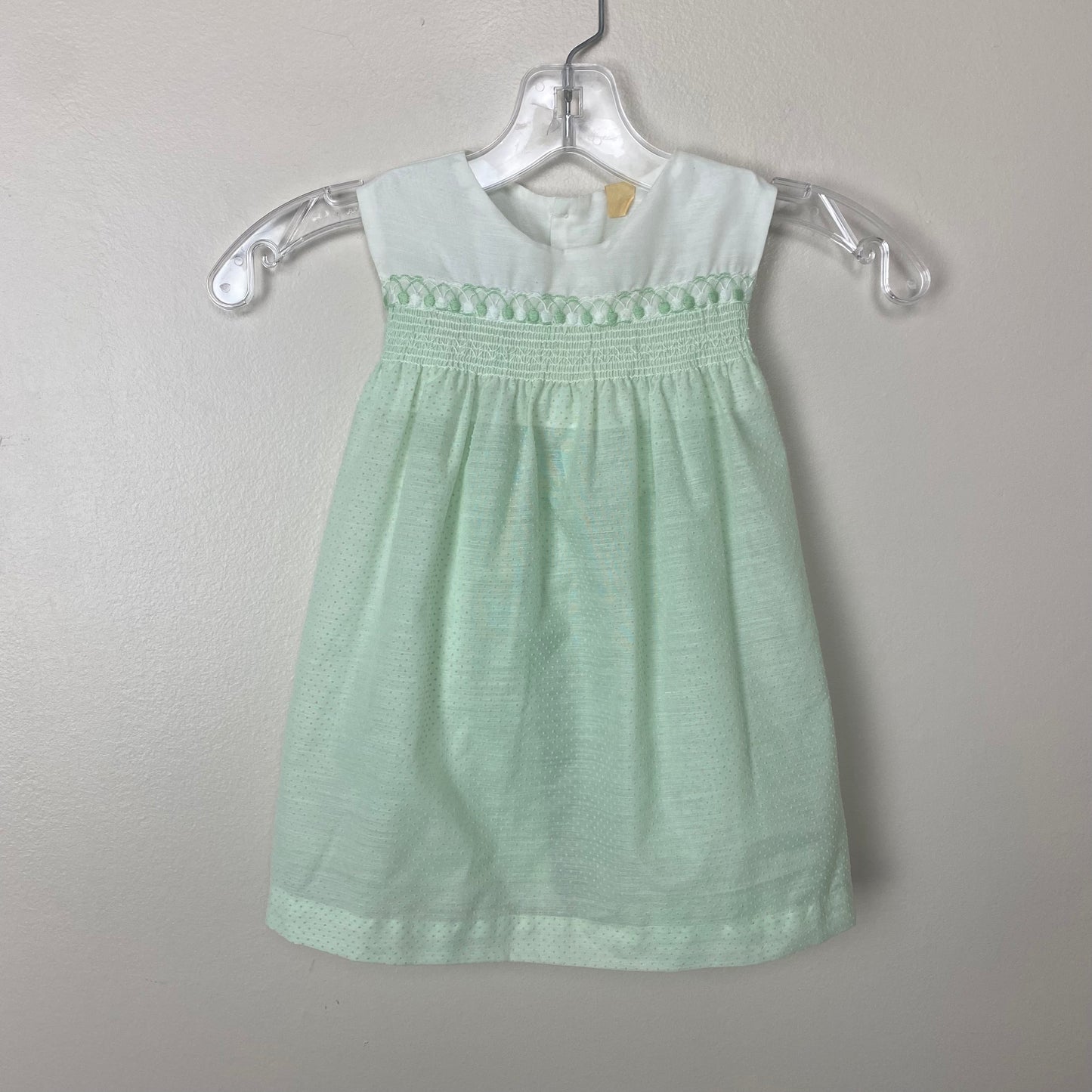 1960s/70s Pale Green Swiss Dot Dress with Jacket Set, Size 3T