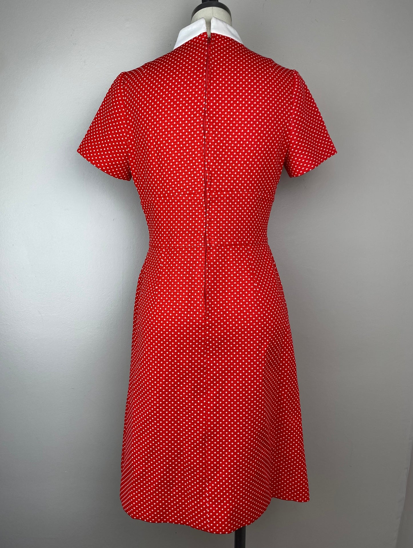 1970s Red and White Polka Dot Dress, Size Small