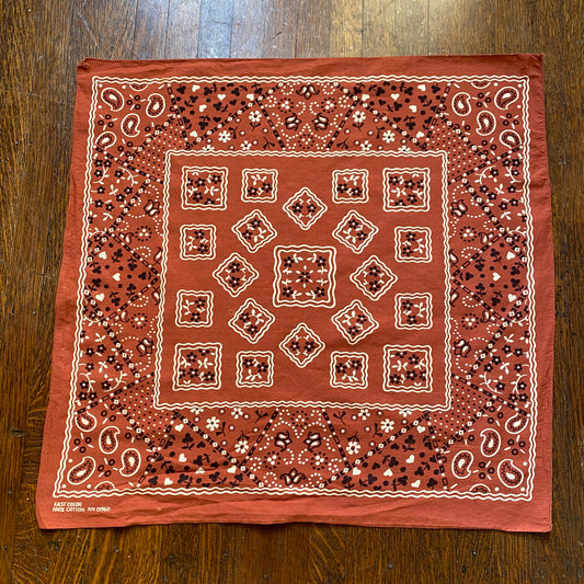 1950s/60s Brown Bandana, RN 13960, Fast Color, 100% Cotton, Selvage Edge