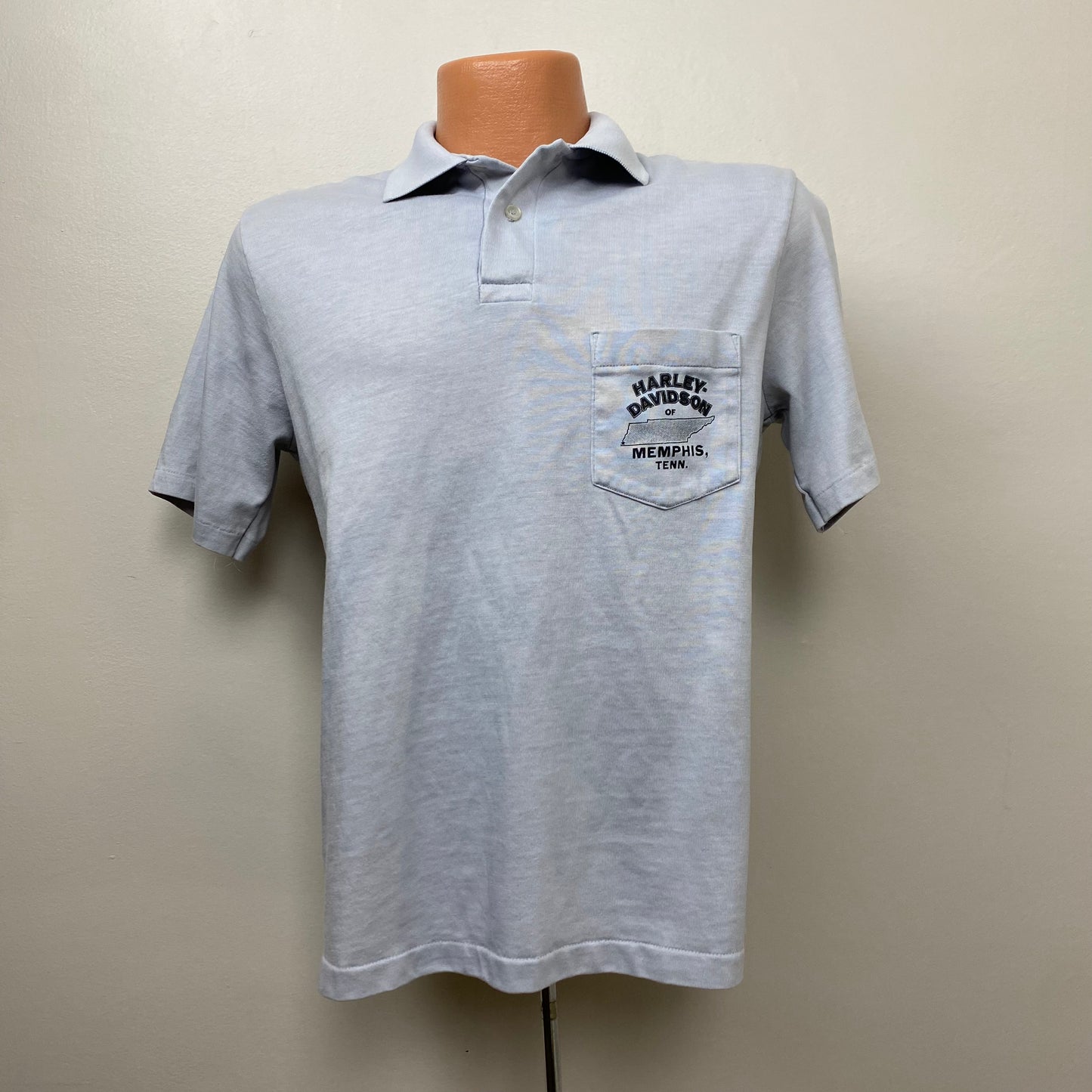 1980s Harley Davidson of Memphis Polo Shirt with Pocket, Size Large