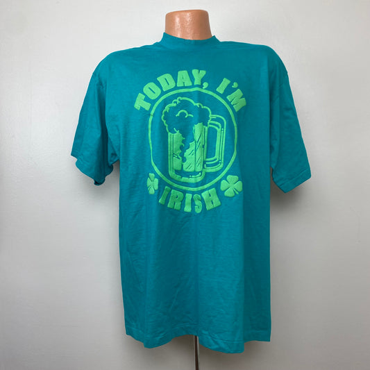 1990s Today I’m Irish T-Shirt, Size L/XL, St Patrick’s Day, Puff Print