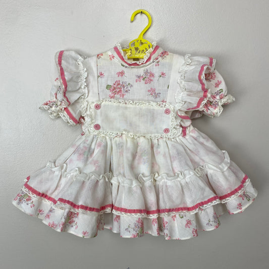 1980s Martha’s Miniatures Pinafore Apron Dress, Size 2T, Full Circle Skirt with 3 Layers