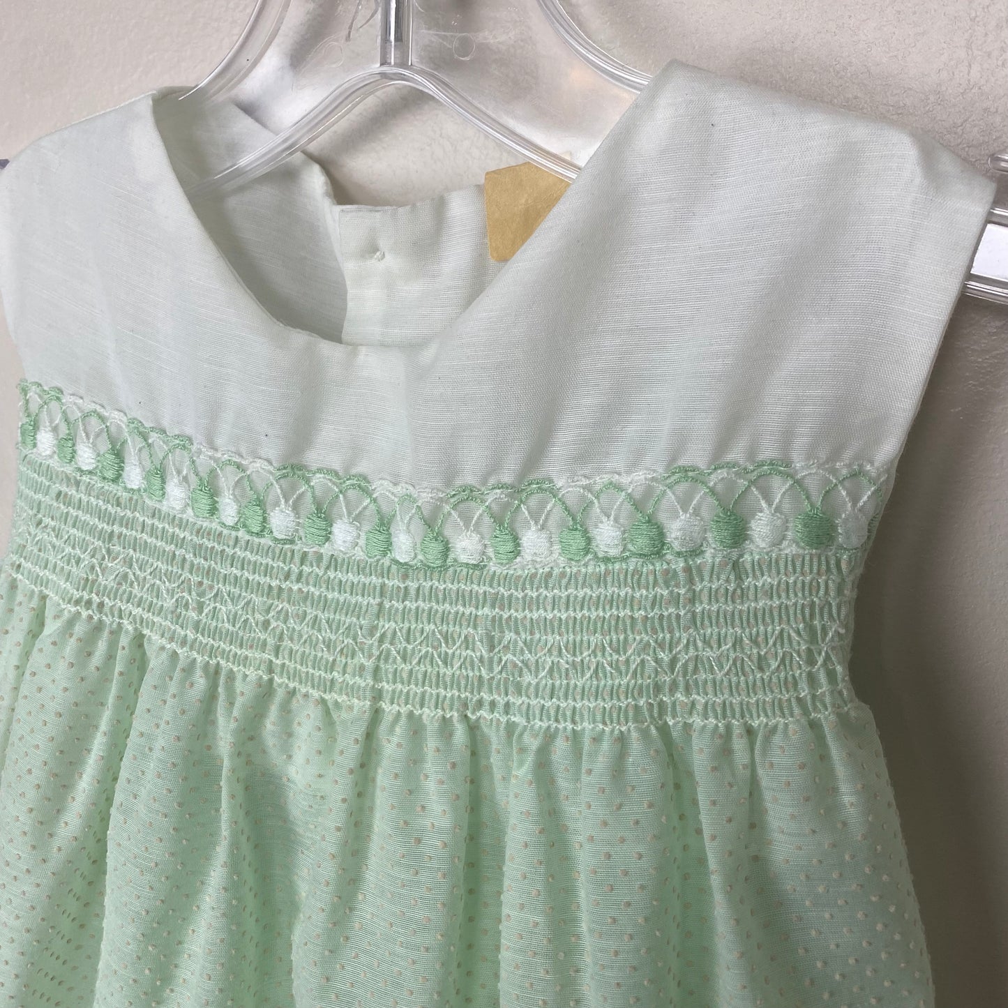 1960s/70s Pale Green Swiss Dot Dress with Jacket Set, Size 3T